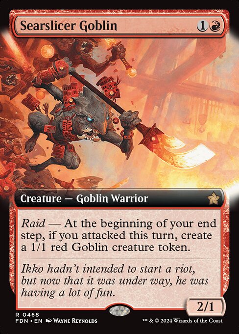 Raid — At the beginning of your end step, if you attacked this turn, create a 1/1 red Goblin creature token.