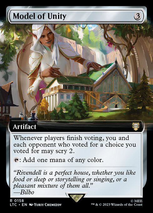 Whenever players finish voting, you and each opponent who voted for a choice you voted for may scry 2.
{T}: Add one mana of any color.