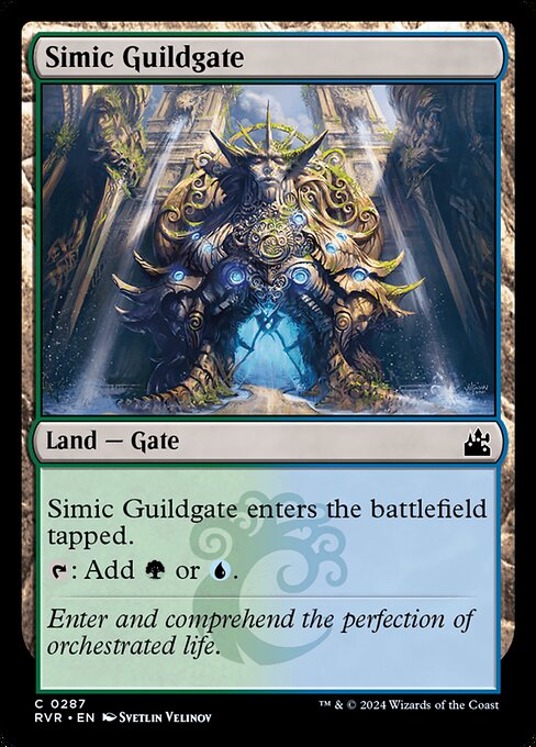 Simic Guildgate enters tapped.
{T}: Add {G} or {U}.