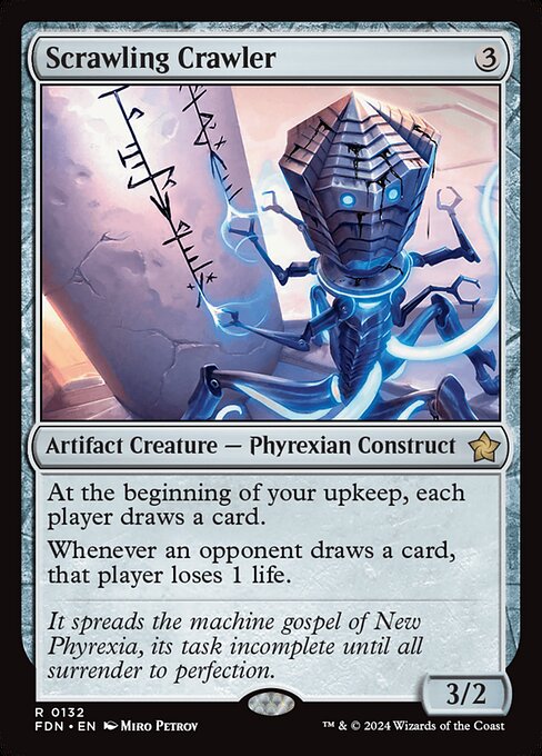 At the beginning of your upkeep, each player draws a card.
Whenever an opponent draws a card, that player loses 1 life.