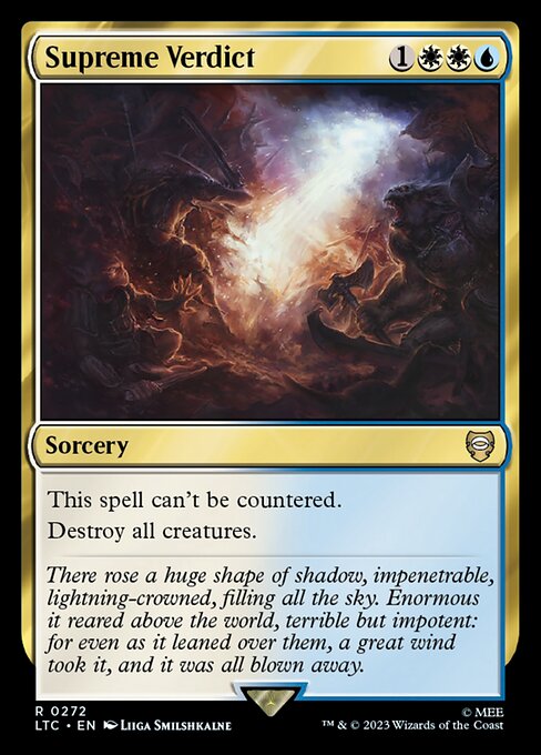 This spell can't be countered.
Destroy all creatures.