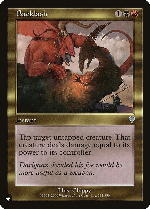 Tap target untapped creature. That creature deals damage equal to its power to its controller.