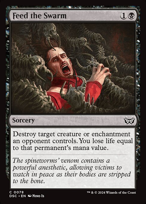 Destroy target creature or enchantment an opponent controls. You lose life equal to that permanent's mana value.