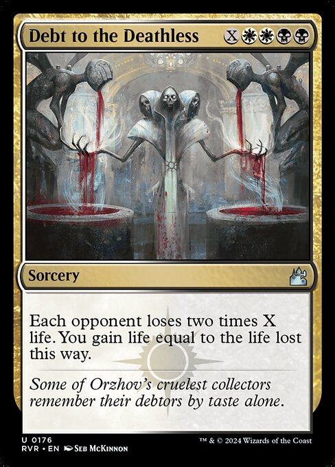 Each opponent loses two times X life. You gain life equal to the life lost this way.