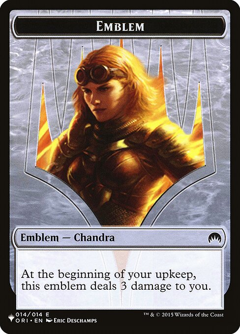 At the beginning of your upkeep, this emblem deals 3 damage to you.
