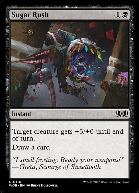 Target creature gets +3/+0 until end of turn.
Draw a card.