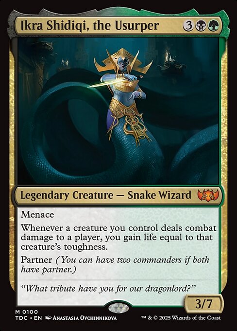 Menace
Whenever a creature you control deals combat damage to a player, you gain life equal to that creature's toughness.
Partner (You can have two commanders if both have partner.)
