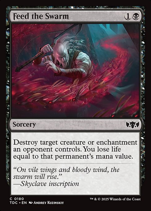 Destroy target creature or enchantment an opponent controls. You lose life equal to that permanent's mana value.