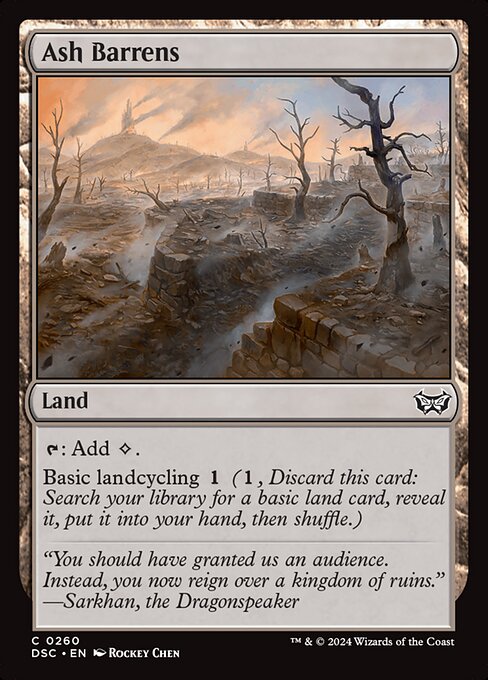 {T}: Add {C}.
Basic landcycling {1} ({1}, Discard this card: Search your library for a basic land card, reveal it, put it into your hand, then shuffle.)