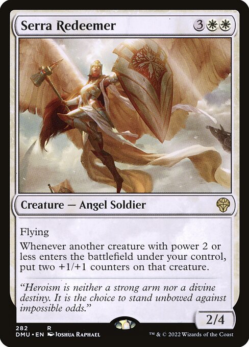 Flying
Whenever another creature with power 2 or less enters the battlefield under your control, put two +1/+1 counters on that creature.