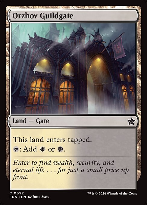 This land enters tapped.
{T}: Add {W} or {B}.