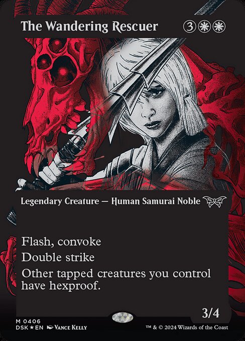 Flash
Convoke (Your creatures can help cast this spell. Each creature you tap while casting this spell pays for {1} or one mana of that creature's color.)
Double strike
Other tapped creatures you control have hexproof.