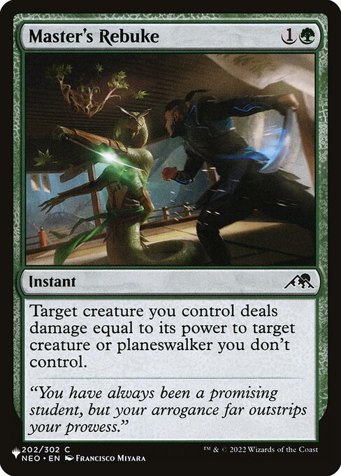 Target creature you control deals damage equal to its power to target creature or planeswalker you don't control.