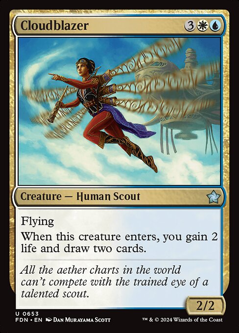 Flying
When this creature enters, you gain 2 life and draw two cards.