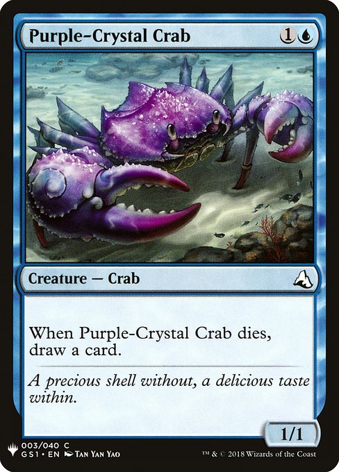 When Purple-Crystal Crab dies, draw a card.