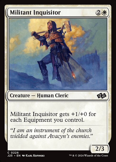 Militant Inquisitor gets +1/+0 for each Equipment you control.