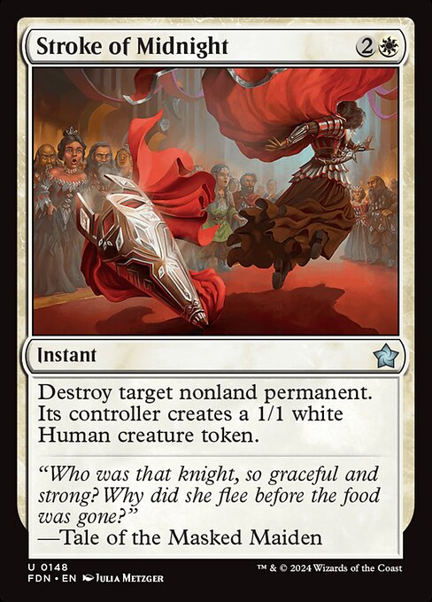 Destroy target nonland permanent. Its controller creates a 1/1 white Human creature token.