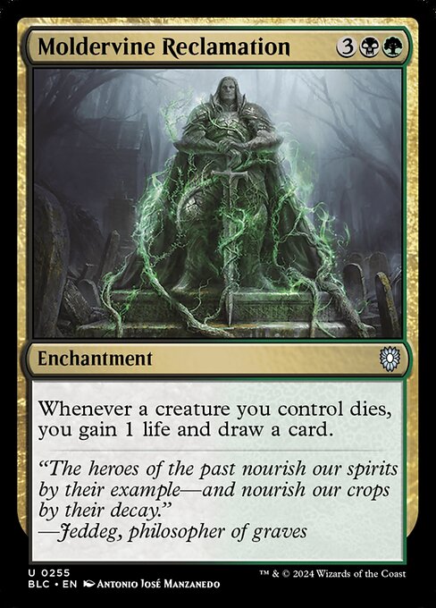 Whenever a creature you control dies, you gain 1 life and draw a card.