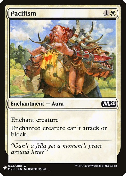 Enchant creature
Enchanted creature can't attack or block.