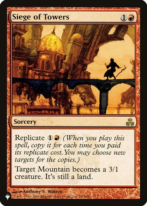 Replicate {1}{R} (When you cast this spell, copy it for each time you paid its replicate cost. You may choose new targets for the copies.)
Target Mountain becomes a 3/1 creature. It's still a land.