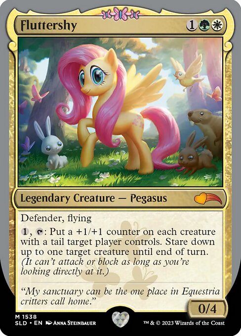 Defender, flying
{1}, {T}: Put a +1/+1 counter on each creature with a tail target player controls. Stare down up to one target creature until end of turn. (It can't attack or block as long as you're looking directly at it.)