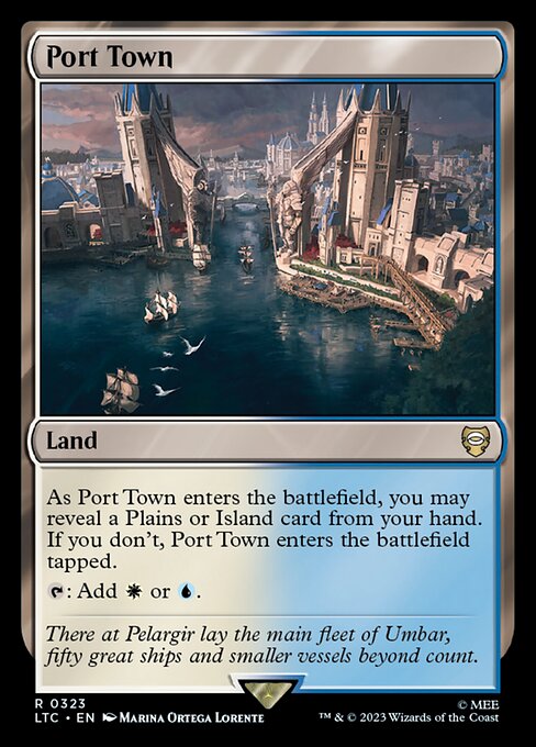 As Port Town enters the battlefield, you may reveal a Plains or Island card from your hand. If you don't, Port Town enters the battlefield tapped.
{T}: Add {W} or {U}.