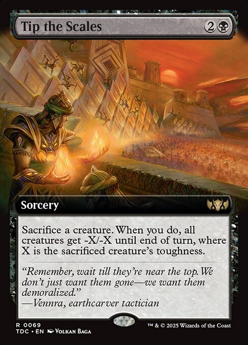 Sacrifice a creature. When you do, all creatures get -X/-X until end of turn, where X is the sacrificed creature's toughness.