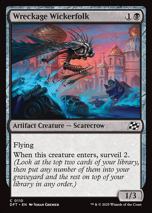 Flying
When this creature enters, surveil 2. (Look at the top two cards of your library, then put any number of them into your graveyard and the rest on top of your library in any order.)