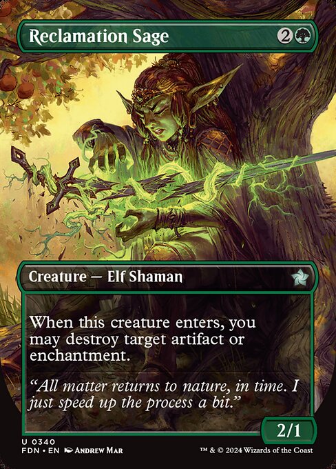 When Reclamation Sage enters, you may destroy target artifact or enchantment.