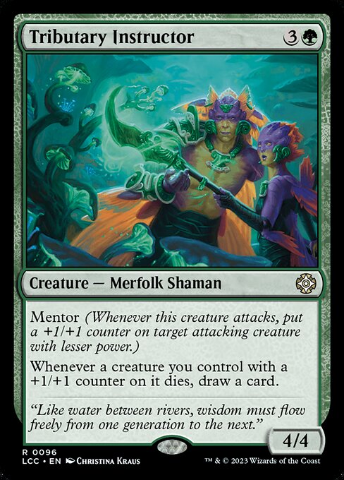 Mentor (Whenever this creature attacks, put a +1/+1 counter on target attacking creature with lesser power.)
Whenever a creature you control with a +1/+1 counter on it dies, draw a card.