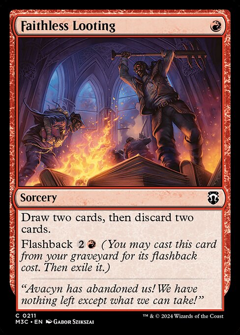 Draw two cards, then discard two cards.
Flashback {2}{R} (You may cast this card from your graveyard for its flashback cost. Then exile it.)
