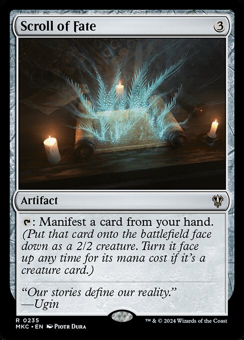 {T}: Manifest a card from your hand. (Put that card onto the battlefield face down as a 2/2 creature. Turn it face up any time for its mana cost if it's a creature card.)