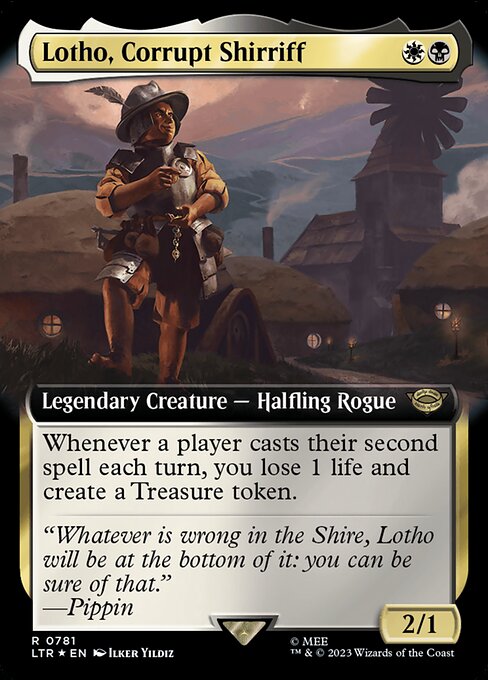 Whenever a player casts their second spell each turn, you lose 1 life and create a Treasure token. (It's an artifact with "{T}, Sacrifice this artifact: Add one mana of any color.")