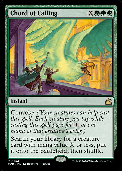 Convoke (Your creatures can help cast this spell. Each creature you tap while casting this spell pays for {1} or one mana of that creature's color.)
Search your library for a creature card with mana value X or less, put it onto the battlefield, then shuffle.