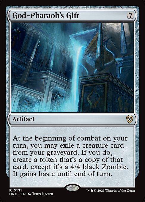 At the beginning of combat on your turn, you may exile a creature card from your graveyard. If you do, create a token that's a copy of that card, except it's a 4/4 black Zombie. It gains haste until end of turn.