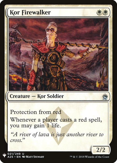 Protection from red
Whenever a player casts a red spell, you may gain 1 life.
