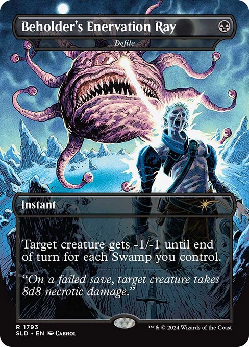 Target creature gets -1/-1 until end of turn for each Swamp you control.