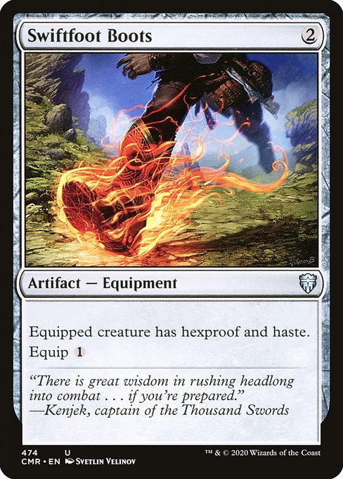 Equipped creature has hexproof and haste. (It can't be the target of spells or abilities your opponents control.)
Equip {1}