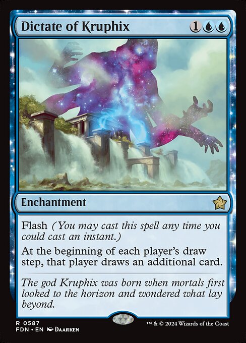 Flash (You may cast this spell any time you could cast an instant.)
At the beginning of each player's draw step, that player draws an additional card.