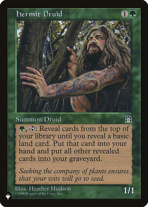 {G}, {T}: Reveal cards from the top of your library until you reveal a basic land card. Put that card into your hand and all other cards revealed this way into your graveyard.