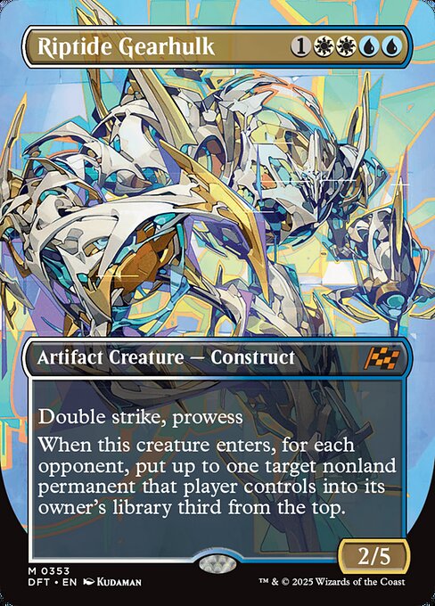 Double strike
Prowess (Whenever you cast a noncreature spell, this creature gets +1/+1 until end of turn.)
When this creature enters, for each opponent, put up to one target nonland permanent that player controls into its owner's library third from the top.