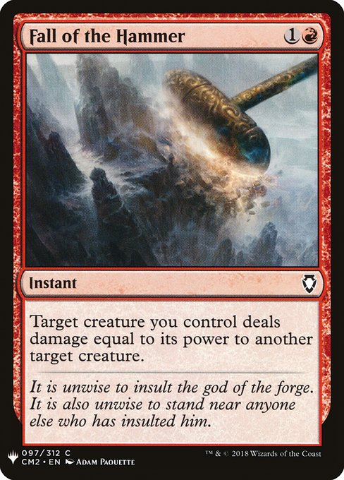 Target creature you control deals damage equal to its power to another target creature.