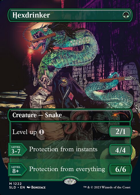 Level up {1} ({1}: Put a level counter on this. Level up only as a sorcery.)
LEVEL 3-7
4/4
Protection from instants
LEVEL 8+
6/6
Protection from everything
