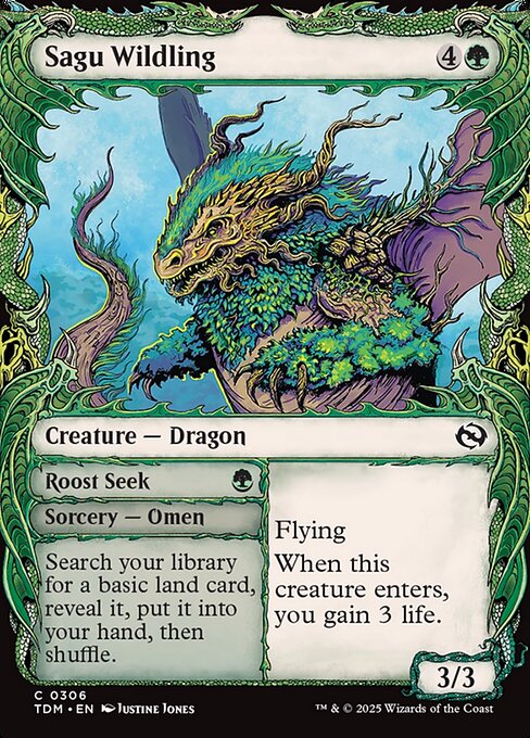 Flying
When this creature enters, you gain 3 life.   Search your library for a basic land card, reveal it, put it into your hand, then shuffle. (Also shuffle this card.)