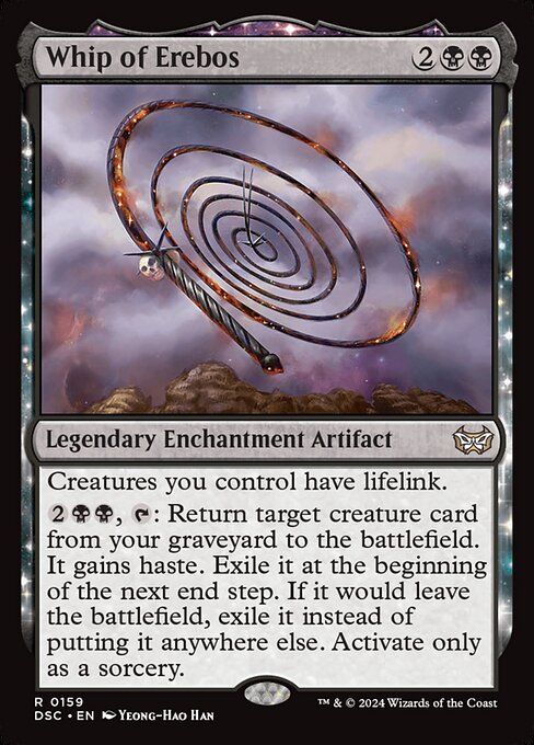 Creatures you control have lifelink.
{2}{B}{B}, {T}: Return target creature card from your graveyard to the battlefield. It gains haste. Exile it at the beginning of the next end step. If it would leave the battlefield, exile it instead of putting it anywhere else. Activate only as a sorcery.