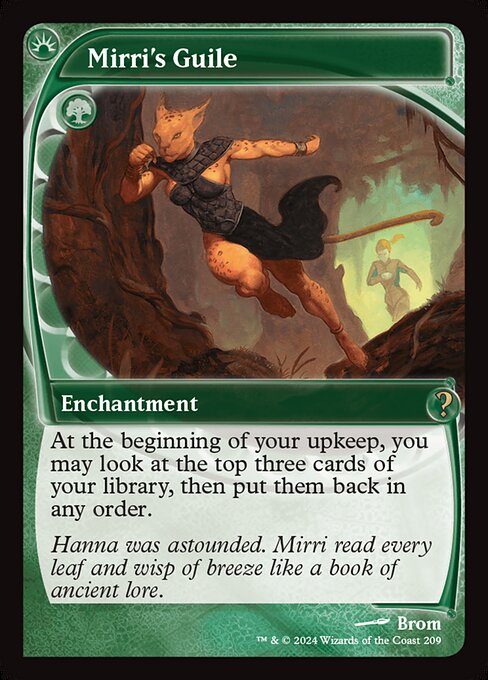 At the beginning of your upkeep, you may look at the top three cards of your library, then put them back in any order.