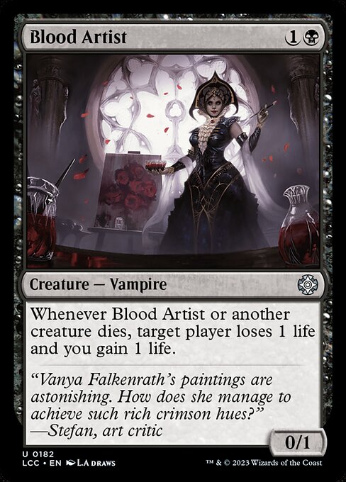 Whenever this creature or another creature dies, target player loses 1 life and you gain 1 life.