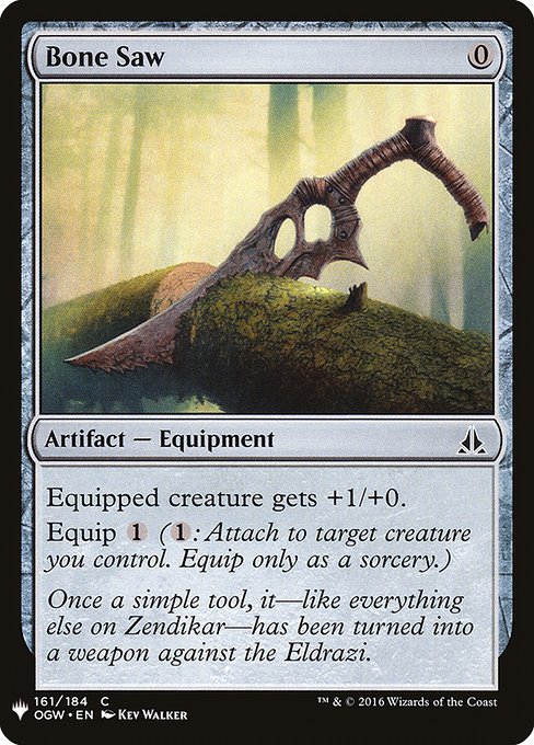 Equipped creature gets +1/+0.
Equip {1} ({1}: Attach to target creature you control. Equip only as a sorcery.)