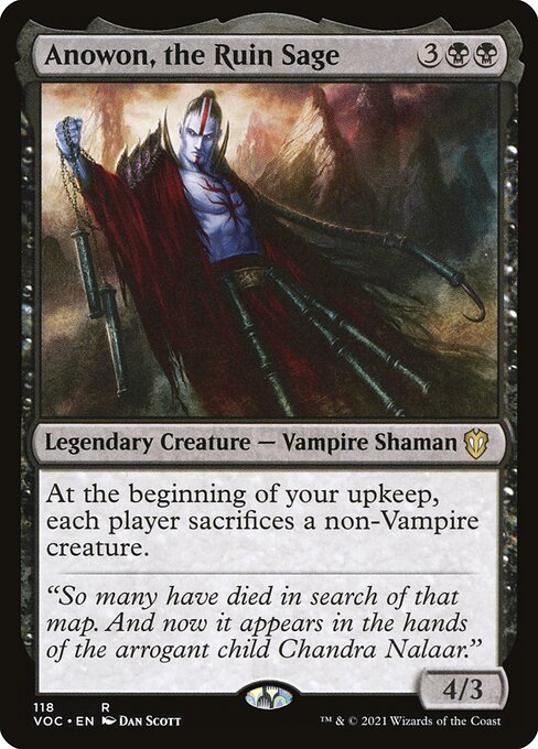 At the beginning of your upkeep, each player sacrifices a non-Vampire creature.