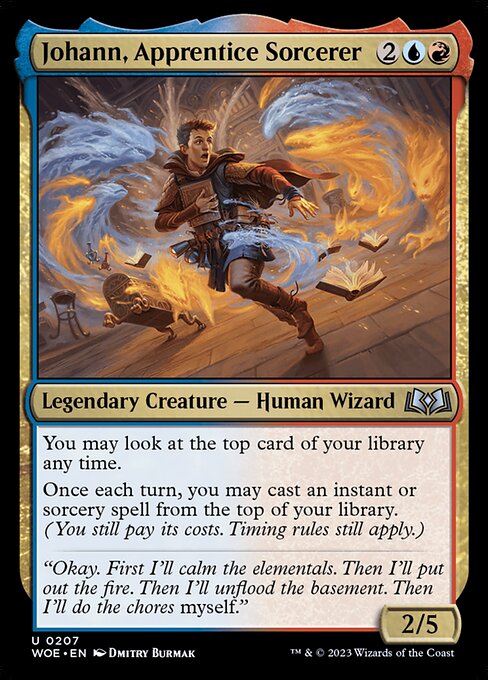 You may look at the top card of your library any time.
Once each turn, you may cast an instant or sorcery spell from the top of your library. (You still pay its costs. Timing rules still apply.)